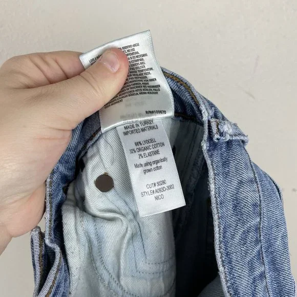 Agolde Nico High Rise Slim Distressed Jeans Button Fly Rooted Womens 24